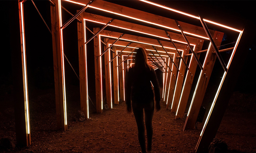 Volcan de l'emptegy, tunnel de lumiere, pixelmapping